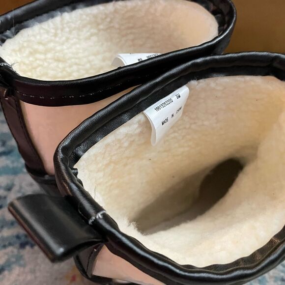 Charter Club Trudy Black Fleece Plastic Rain Boots Sz 8 - Picture 4 of 8